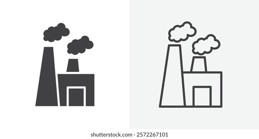 Pollution icons. flat and line style set