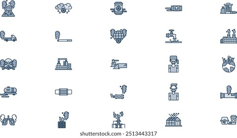 Pollution icons High-Quality Vector Icons Collection with Editable Stroke. Ideal for Professional and Creative Projects.
