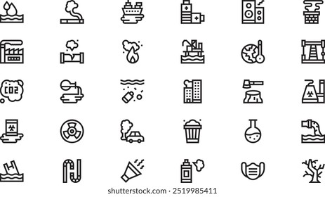 Pollution icons High-Quality Vector Icons Collection with Editable Stroke. Ideal for Professional and Creative Projects.