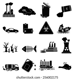 pollution icons set