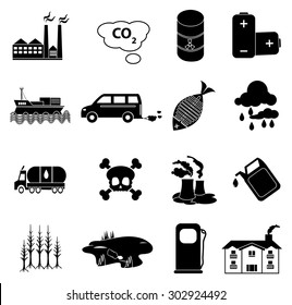 pollution icons set