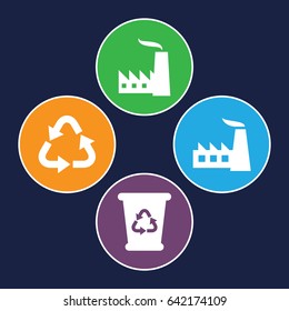 Pollution icons set. set of 4 pollution filled icons such as recycle bin, recycle