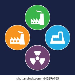 Pollution icons set. set of 4 pollution filled icons such as factory