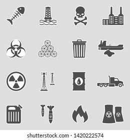 Pollution Icons. Sticker Design. Vector Illustration.