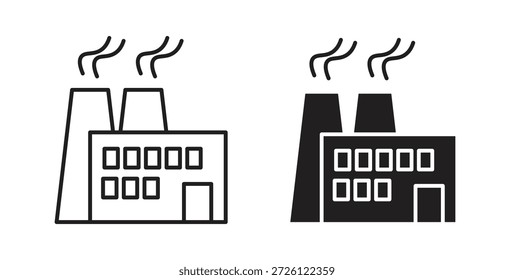 Pollution icons vector symbol with editable stroke and flat versions