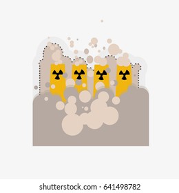 pollution illustration, icon over white color backdrop