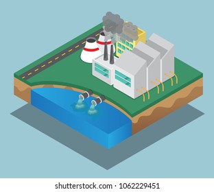 pollution of industrial factory vector isometric background