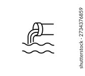 Pollution Industrial Pipe Pouring Liquid Waste Into Water Outline Icon Clean