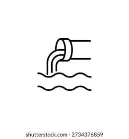 Poluição Tubo Industrial Despejando Resíduos Líquidos em Água Outline Icon Clean
