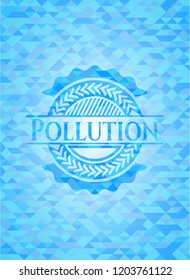 Pollution light blue emblem. Mosaic background