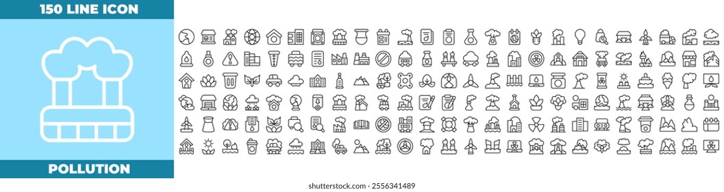 Pollution Line Editable Icons set. Vector illustration in modern thin line style of pollution icons: air pollution, co2, purifier, etc