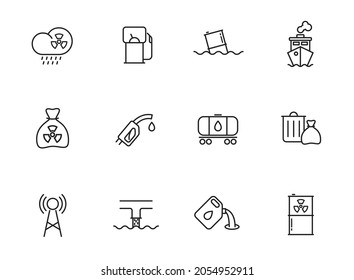 pollution line vector icons isolated on white. pollution outline icon set for web and ui design, mobile apps and print polygraphy