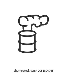 Pollution minimal line icon. Web stroke symbol design. Pollution sign isolated on a white background. Premium line icon.
