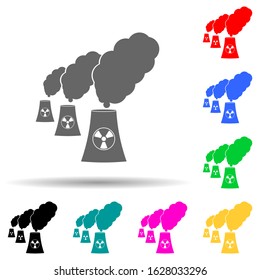 pollution from a nuclear power plant multi color style icon. Simple glyph, flat vector of ecology icons for ui and ux, website or mobile application