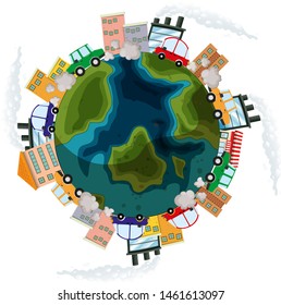Стоковое векторное изображение: Pollution on earth concept illustration