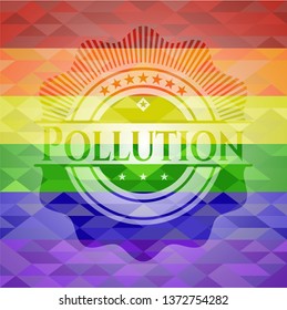 Pollution on mosaic background with the colors of the LGBT flag