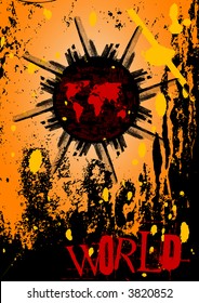 Pollution on a world (abstract illustration, background)