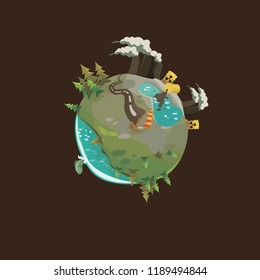 Pollution of the planet by plants, toxic waste and road construction