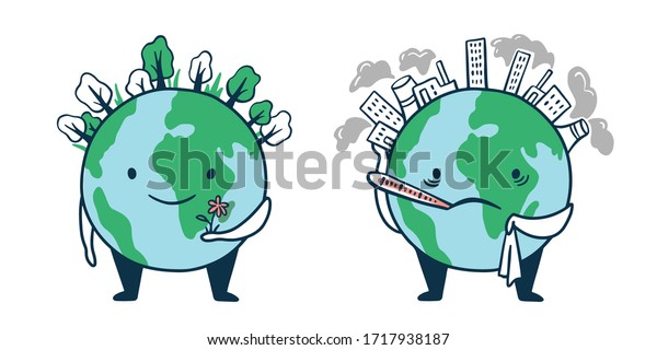 Pollution Planet Concept Sad Sick Planet Stock Vector (Royalty Free ...