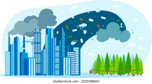 Pollution plant ecology, environment hazard, factory toxic menace emissions dirty, design, flat style vector illustration.