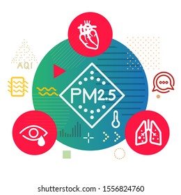 Pollution PM 2.5 Particulate Matter effect on Human Health - Illustration as EPS 10 File