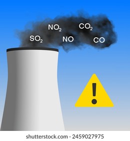 Contaminación de las centrales eléctricas - Brasil - Ilustración vectorial de una chimenea industrial que arroja humo contaminante