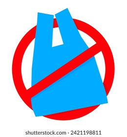 Pollution problem concept. Say no to plastic bags. Plastic icon with red circle prohibition sign. Vector illustration