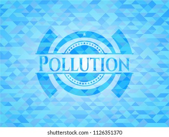 Pollution realistic sky blue emblem. Mosaic background