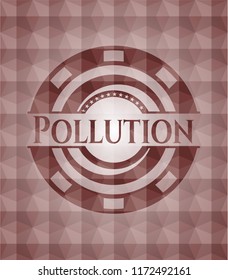 Pollution red seamless badge with geometric background.