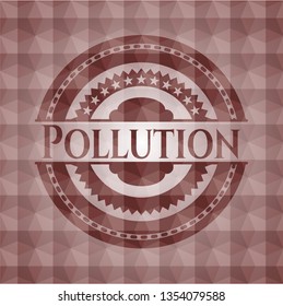 Pollution red seamless badge with geometric background.