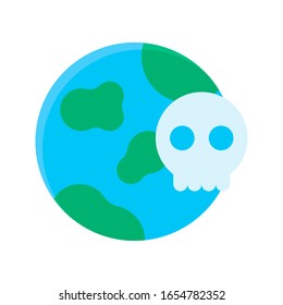 pollution related pollution earth with scary skull vector in flat style