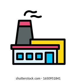 pollution related factory building with windows and smock vector with editable stroke