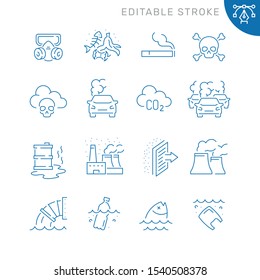 Pollution Related Icons. Editable Stroke. Thin Vector Icon Set