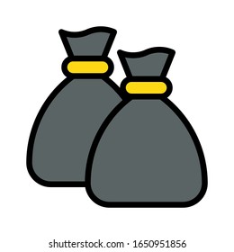 pollution related sacks full with garbage vector with editable stroke