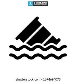 pollution sea icon or logo isolated sign symbol vector illustration - high quality black style vector icons
