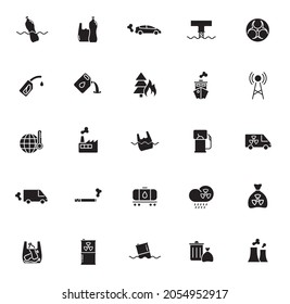 pollution silhouette vector icons isolated on white background. pollution icon set for web, mobile apps, ui design and print polygraphy and promo advertising business