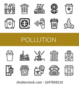 pollution simple icons set. Contains such icons as Factory, Waste, Trash, Drain, Pollution, Ecology, Garbage bin, Radioactive, Deforestation, can be used for web, mobile and logo