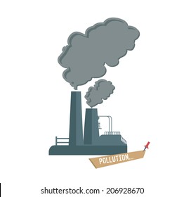Pollution symbol on white background,Retro colour concept,clean vector 