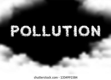 Pollution text Cloud or smoke pattern, PM 2.5 Dirty dust concept design illustration isolated float on dark sky background, vector eps 10