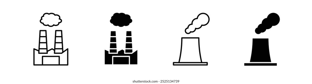 Pollution thin line vector icon collection