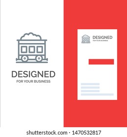Pollution, Train, Transport Grey Logo Design and Business Card Template. Vector Icon Template background