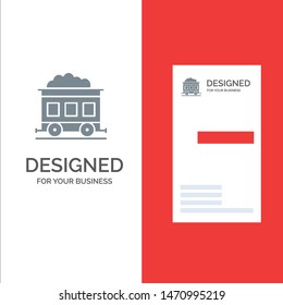 Pollution, Train, Transport Grey Logo Design and Business Card Template. Vector Icon Template background