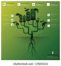 Pollution Tree And Root Infographic Science Background Design Template