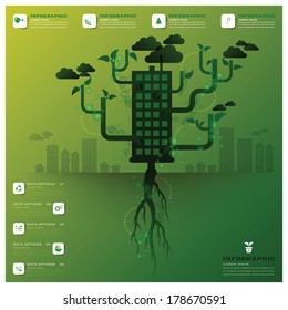 Pollution Tree And Root Infographic Science Background Design Template