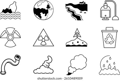 Pollution vector art elements Editable Icons