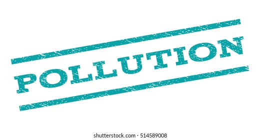 Pollution watermark stamp. Text caption between parallel lines with grunge design style. Rubber seal stamp with scratched texture. Vector color ink imprint on a white background.