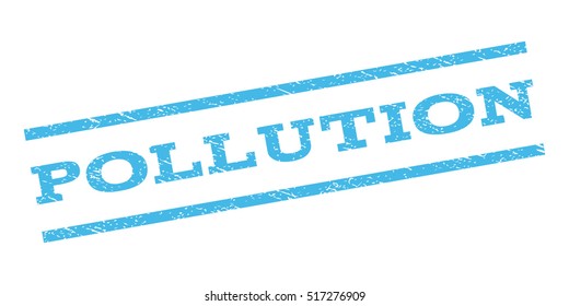 Pollution watermark stamp. Text caption between parallel lines with grunge design style. Rubber seal stamp with scratched texture. Vector color ink imprint on a white background.