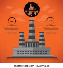 Pollution,industry design on old background,grunge vector