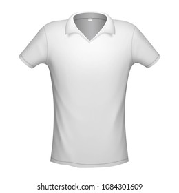 Polo clothes white color. T-shirt mockup isolated from background with place for text or picture. Vector illustration