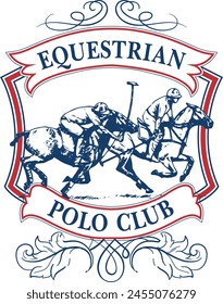 Polo Club Badge Patch Frame Design Vector